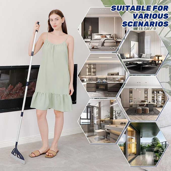 Magic Air Silicone Broom Sweeper, Multifunction Silicone Broom, Household Squeegee for Floor Cleaning, Bathroom, pet Hair, Blue Dog Brush Set (Blue)