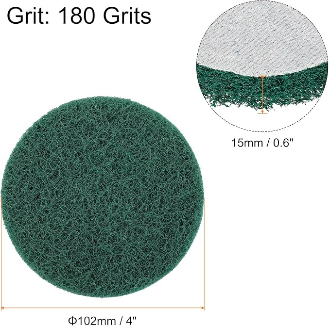 HARFINGTON 20pcs Scrubber Scouring Pads 180 Grits 4 Inch Drill Power Brush Hoop and Loop Surface Conditioning Disc Drill Scuffing Disc Scrub Pads for Home Kitchen Cleaning, Green
