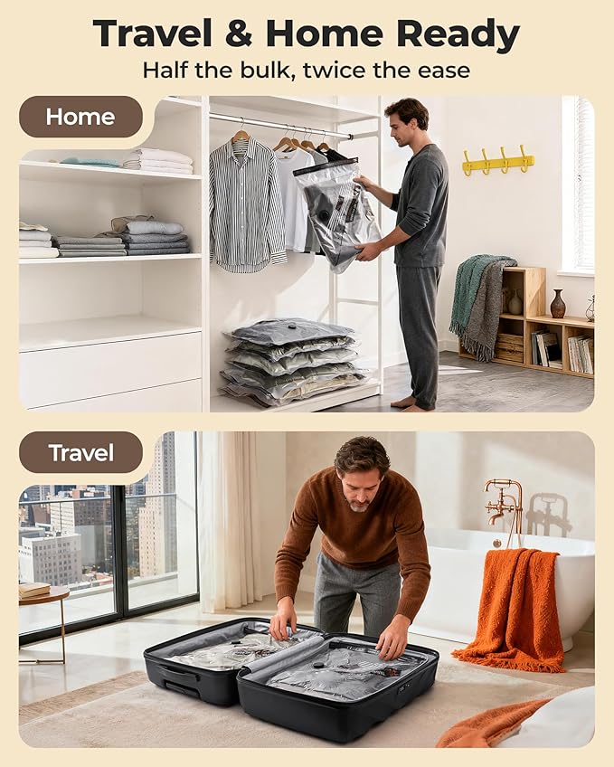 BAGSMART Rechargeable Wireless Pump Travel Storage Bags Set, Portable Space Saver Bags for Travel & Home, Vacuum Compression Seal Bag for Clothing- 21 combo bags