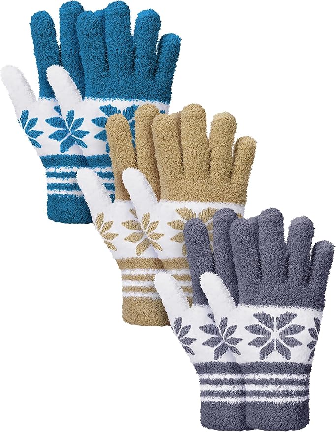 Patelai 3 Pairs Microfiber Plant Dusting Gloves Leaf Cleaning Gloves for Indoor Plants, Blinds, Furniture, House (Blue,Gray,Khaki,White,Medium)