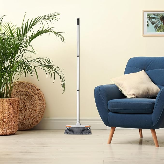 Superio Lightweight Essential Household Broom with Metal 3-Part Handle Indoor and Outdoor Use