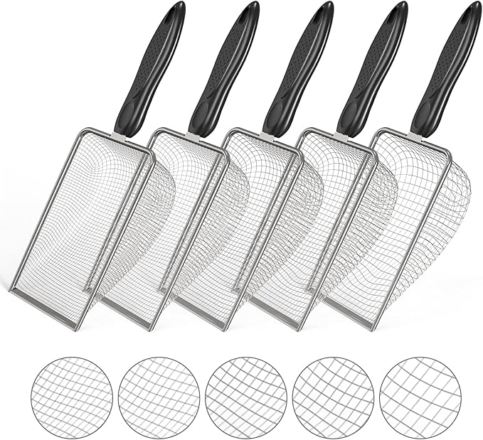 5pcs Soil Sifter Set for Gardening – Includes 2mm/2.8mm/3.8mm/4.3mm/5mm Garden Sifter for Soil, Handheld Compost Sifter for Dirt，Rocks, Heavy-Duty Shovel for Soil, Compost Sifting