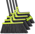 4 Packs Outdoor Broom Heavy Duty, 56 inches Tall Commercial Soft Bristle Angle Brush for Sweeping Outside Patio Garden Porch Deck Shop Restaurant Garage House Lobby Hardwood Floors (Green)