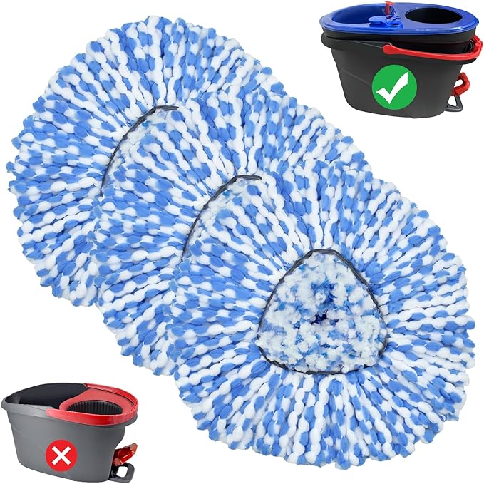 Spin Mop Head Replacements Compatible with Ocedar RinseClean 2 Tank System,Mop Head Refill Replacement for O-cedar 2 Tank System - Easy to Replace,100% Microfiber, All Hard-surfaced Floor Clean 3 Pack