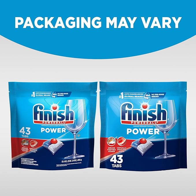 Finish Power Dishwasher Pods,No Pre-Rinse Dishwasher Detergent Soap for Deep Clean & Shine with Degreasing Power,43 Count (Pack of 4)