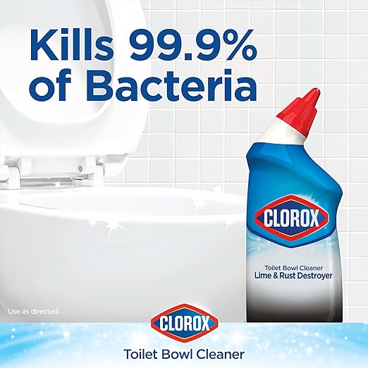 Clorox Toilet Bowl Cleaner Lime & Rust Destroyer, Automatic Toilet Bowl Cleaner, Healthcare Cleaning and Industrial Cleaning, 24 Ounces (Pack of 1)