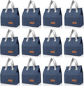 VZZNN 12 Pack Lunch Bags Bulk,Insulated Reusable Lunch Bags with Aluminum for Women Men,Leakproof Tote Large Lunch Box for Office,Work,Beach or Travel(Blue)