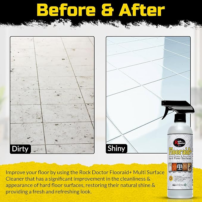 Flooraid Rock Doctor Multi-Surface Floor Cleaner Combo Pack, 64 oz and 24 oz – Cleans Vinyl, Ceramic Tile, and Stone