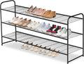AOODA Long 3 Tier Metal Shoe Rack for Closet Wide Stackable Shoe Storage Organizer for Entryway, Bedroom, Floor, 24-Pairs Men Sneakers Shoe Shelf with Wire Grid, Black
