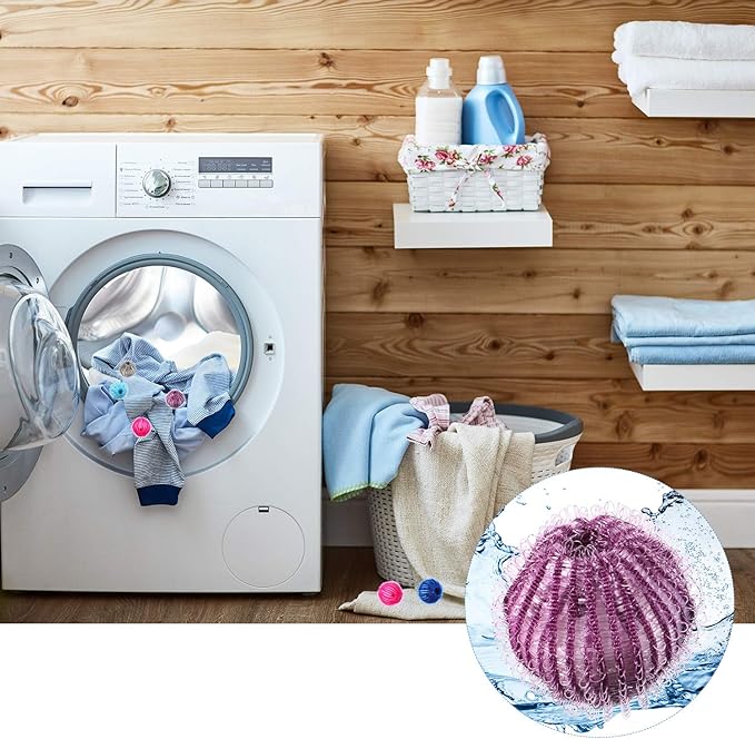 Blulu 18 Pieces Pet Hair Remover for Laundry Dryer Balls Reusable Washing Machine Hair Catcher Pet Dog Cat Catcher Lint Remover (Light Blue,Blue,Grey,Black,Purple,Rose Red)