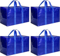 Simple Deluxe 4 Pack Moving Bags, Heavy Duty Storage Totes with Lids, Sturdy Handles& Zipper, Moving Boxes Alternative, Extra Large, for Clothes Packing, Moving Supplies, Blue
