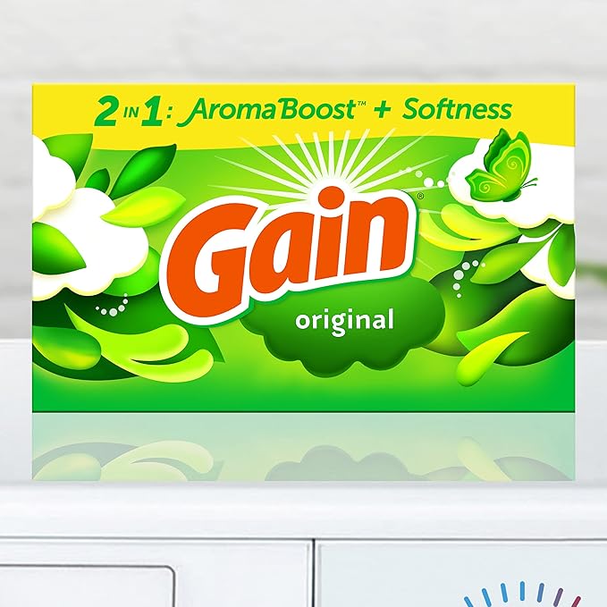 Gain Dryer Sheets Plus Wrinkle Release, Original Scent, Fights Static With a Touch of Scent, Laundry Sheets, 240 Count (Pack of 4)