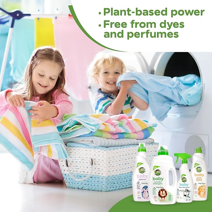 Baby Fabric Softener, Plant-Based Liquid Fabric Softener, Non-Toxic, Hypoallergenic, Fragrance-Free, EcoCert Certified, Vegan, Static Control, 32 Washes, 34 fl oz (1000 ml)