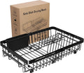 Small Expandable Over The Sink Dish Drying Rack Drainer In Stainless Steel Metal For Kitchen, Counter Space Saving Compact Above Plate Dryer Strainer, Adjustable Hanging Inside Sink Wire Drain Holder