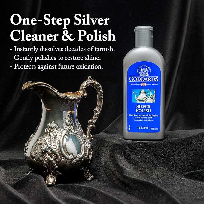 Goddard's Silver Polish Liquid - Silver Cleaner and Polish for Jewelry, Silverware, Ornaments, Accessories, Antiques & More - All-in-One Tarnish Remover Solution, 7 oz