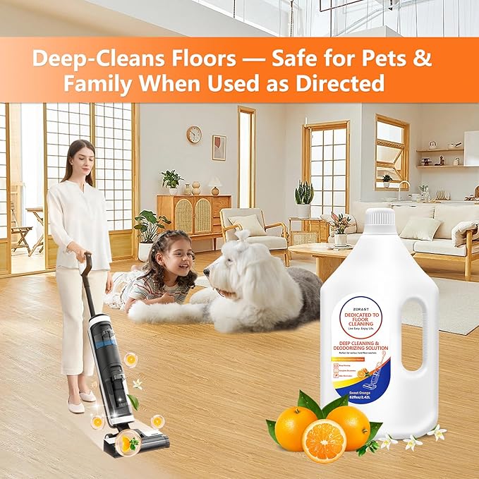 Floor Cleaning Solution Sweet Orange Scent, 82 Fl Oz,Compatible with Tineco S3/S5/S7 Pro & iFloor 3/5 (No Steam), Cleans for Multiple Hard Floors, Deep Deodorization Free StainBusting