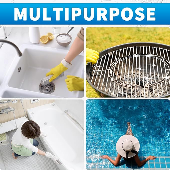 4TH Pumice Stone for Toilet Bowl Cleaning,Remove Away Limescale Stain,Hard Water Rings,Calcium Buildup,Iron and Rust,Pumice Stick for Tile/Bath-tub/Kitchen/Grill/Household - 4 Pack