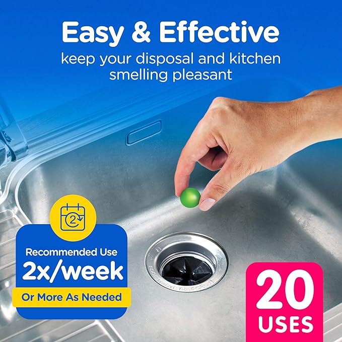 COMPAC HOME Plink Garbage Disposal Cleaner and Deodorizer, Air Fresheners for Garbage Disposal, Simply Fresh Scent, Home Cleaning Products for Kitchen Sink and Clogged Drains, 20 Count (Pack of 1)
