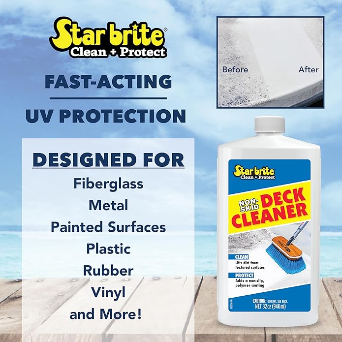STAR BRITE Non-Skid Deck Cleaner & Protectant Ultimate Boat Deck Wash - Protects Against Future Stains & UV - Ideal for Fiberglass, Vinyl, Plastic, Painted & Metal Surfaces