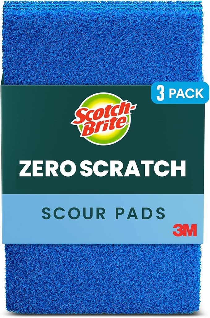 Scotch-Brite Zero Scratch Scour Pads, 6 in. x 3.8 in. (Blue) / 3-Pack