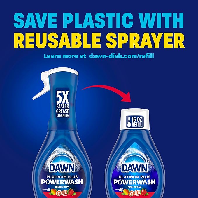 Dawn Powerwash Spray, Dish Soap, Dishwashing Liquid, Gain Apple Mango Tango, 1 Refill, 16 Fl Oz