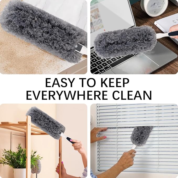 Reusable Microfiber Duster Refills Compatible with OXO & MR.SIGA Duster - Washable Duster for Household Cleaning Dusting Furniture Blind Ceiling Fan - 6Pack Grey (Handle NOT Included