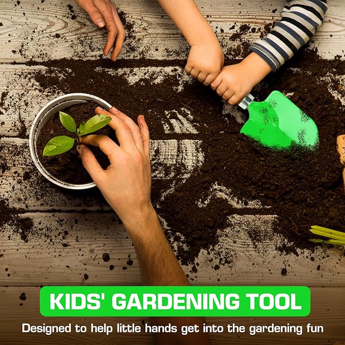 Rugg Kids' Garden Hand Trowel, Mini Shovel with Wooden Handle, Gardening Tool for Children, Green