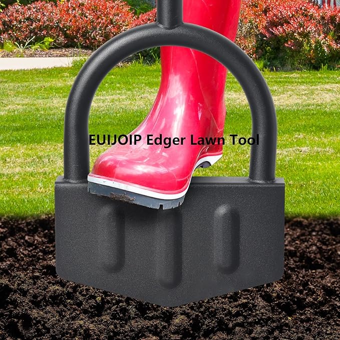 Heavy-Duty Manual Grass Edger Tool - 39 Inch Half Moon Lawn Edger with Wide Footplate. All-in-One Steel Border Edger for Landscaping, Garden Edging, Creating Trenches and Burying Irrigation Cables
