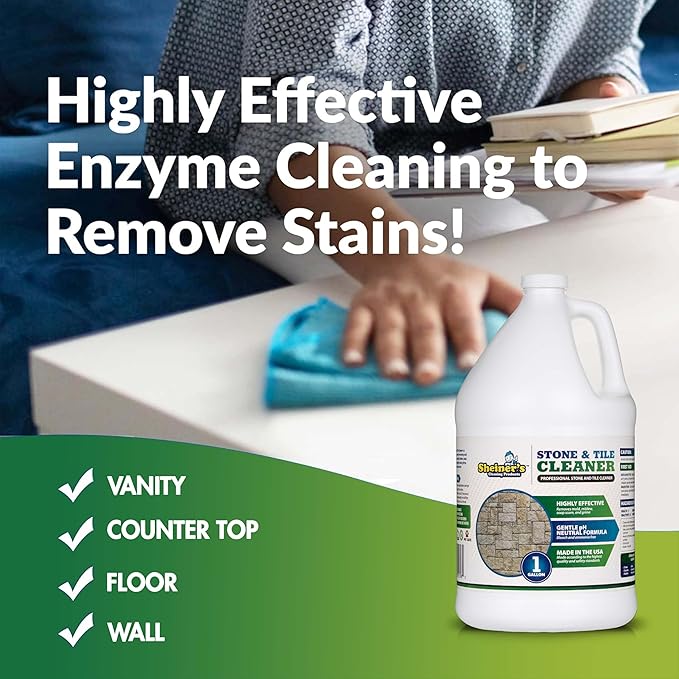 Sheiner's - Stone and Tile Cleaner, Ready-to-Use Multipurpose Cleaner for Garage Floor Tiles, Polished Stones, Granite Stone, Marble Tile, Slate Tile, and More Concrete Surfaces, 1 Gallon