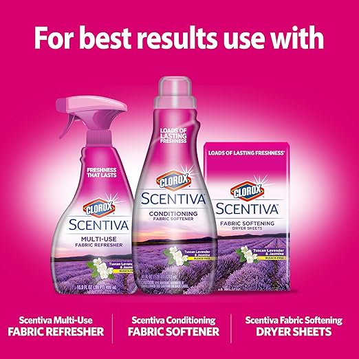 Clorox Scentiva Scent Booster Beads Laundry Freshener, Tuscan Lavender & Jasmine Scent | In-Wash Laundry Scent Booster Beads for Fresh Clothes and Linens, 9.7 Ounce, 6 Pack