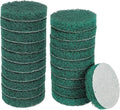 HARFINGTON 20pcs Scrubber Scouring Pads 180 Grits 3 Inch Drill Power Brush Hoop and Loop Surface Conditioning Disc Drill Scuffing Disc Scrub Pads for Home Kitchen Cleaning, Green