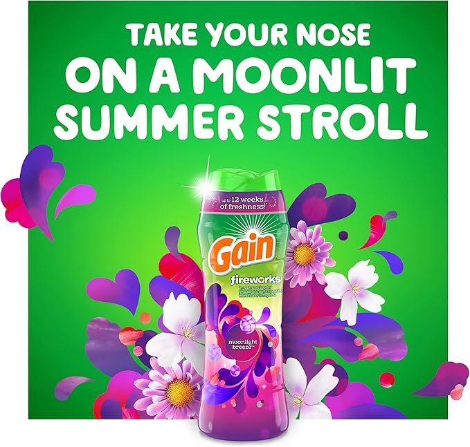 Gain Fireworks Laundry Scent Booster Beads for Washer, Moonlight Breeze, 10 oz, 4 Count