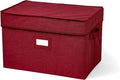 Covermates Keepsakes - Storage Box - Heavy Duty Polyester - Reinforced Handles - ID Window - Indoor Storage - Closet Storage, Red Heather
