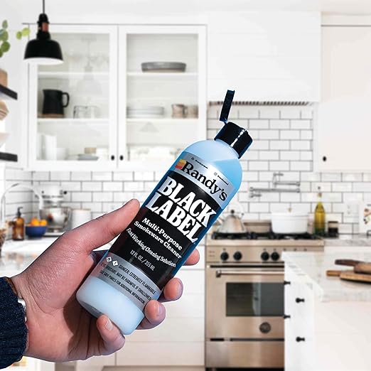 Randy's Black Label Cleaner - (12 fl oz) - Best Multipurpose Surface Cleaning Solution for Glass Tops, Metal and Ceramic Surfaces - Glass Top Cleaner for Streak-Free Finish - 1-Pack