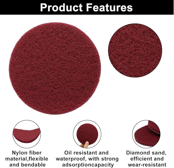 Murtenze 8 PCS Scrubber Scouring Pads, 400 Grits Flocking Scuff Pads Hoop and Loop Scuff Conditioning Discs Polishing Pad for Furniture Automotive Cleaning Rust Removal
