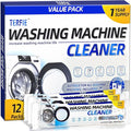 Washing Machine Cleaner Pre-Portioned Powder Tablets for Top Load & Front Load Washers, Odor-Removing, Detergent-Buildup Dissolving, Easy-Dissolve Maintenance Cleaner-12 Pack
