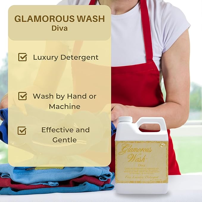 Worldwide Nutrition Bundle Compatible with Tyler Candle Company Glamorous Wash Diva Laundry Liquid Detergent - Diva Scented Luxury Detergent - Hand and Machine Washable - 907g (32 Fl oz) with Keychain