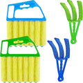 4 Pcs Window Venetian Blind Cleaner Duster Tool 7 Finger Blind Rush and Shutter Cleaner Brush Hand-held Window Shutter Air Conditioner Duster for Dirt(Green, Blue)