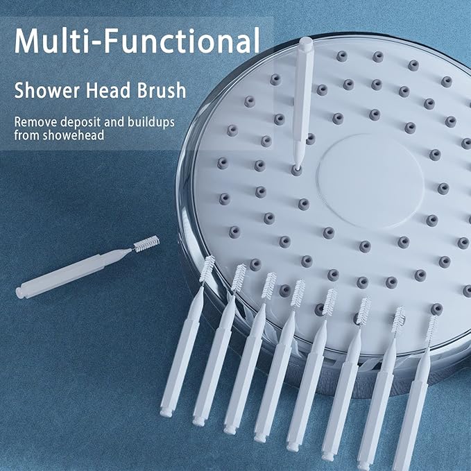 Shower Head Cleaning Brush for Small Hole,Multifunctional Shower Head Cleaner Tool Anti-Clogging Nozzle with Storage Boxes, Showerhead Cleaning Brushes Picks for Household Bathroom, White