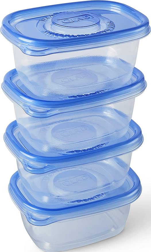 Glad GladWare To Go Snack Food Storage Containers with Lids, Medium Rectangle No BPA Plastic with Built-In Dressing Cup for Salads and Snacks, Microwave Dishwasher Safe, 24 Oz, 4 Count - 6 Pack