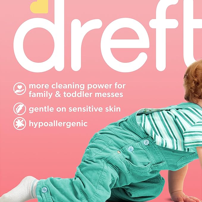 Dreft Active Baby Liquid Laundry Detergent, Helps Remove 99% of Baby Food Stains, Hypoallergenic, 2 pack, 32 loads each