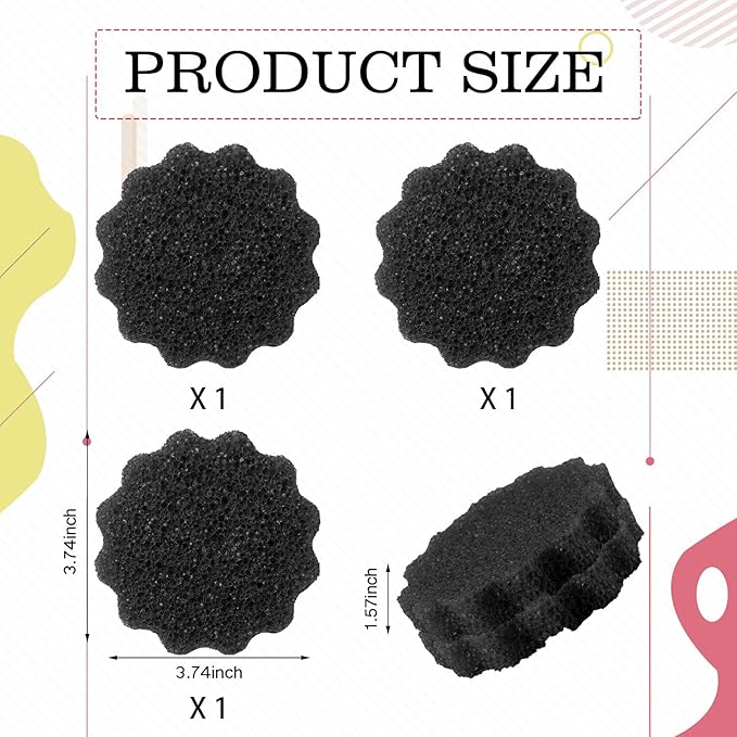 3 Pcs Dual Sided Scrub Sponge Multi Functional Cute Temperature Sensitive Non Scratch Dish Sponge for Washing Dishes Kitchen Bathroom(Flower,Black)