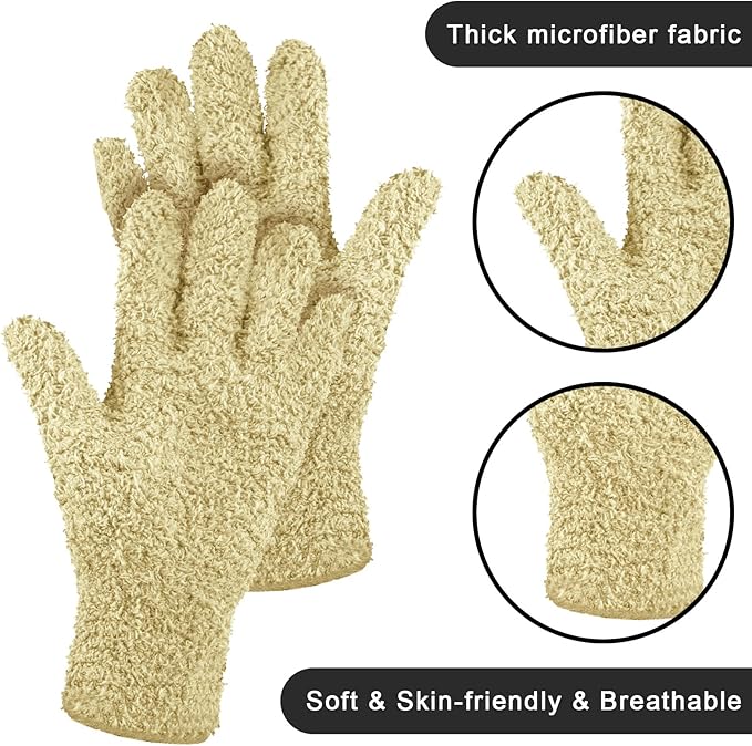 Patelai 3 Pairs Microfiber Plant Dusting Gloves Leaf Cleaning Gloves for Indoor Plants, Blinds, Furniture, House (Pink,Nude,Light Purple,Large)
