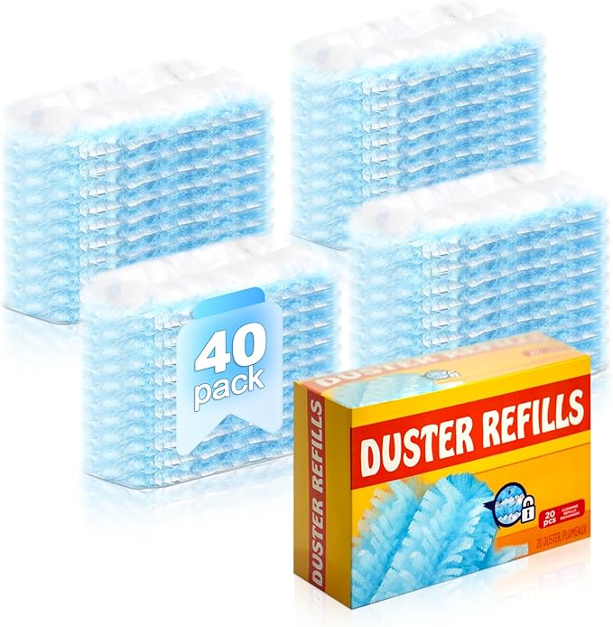 Duster Refills,Disposable dusting Brush Set Compatible with Swiffer Duster Refills for Furniture,Ceiling Fans, Electronics (Blue, 40 PCS)