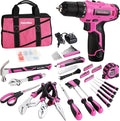 ValueMax Home Tool Kit with Drill, 233-Pieces Pink Tool Set with 12V Cordless Lithium-ion Drill, Power Tool Set with Wide Mouth Open Storage Bag, Basic Drill Sets Combo Kit for DIY and Daily Repair