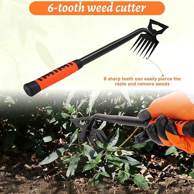 Weed Puller Tool, Manual Portable Stainless Steel Weeder Puller Tool, Crack Weed Remover Gardening Tools for Garden Farm Backyard
