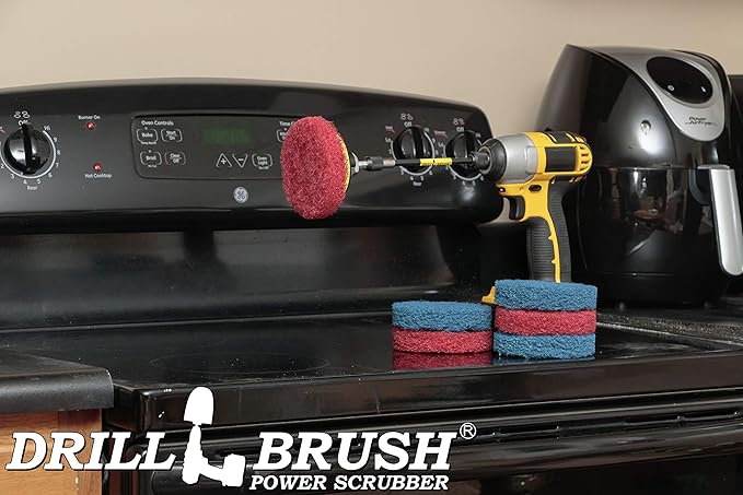 Drill Brush - Drill Attachment - Kitchen - Bathroom - Power Scrubber Pads - Stove - Cleaning Pads - Cooktop - Oven Rack - Kitchen Sink - Bath Mat - Bathroom Sink - Shower Cleaner - Vinyl Flooring