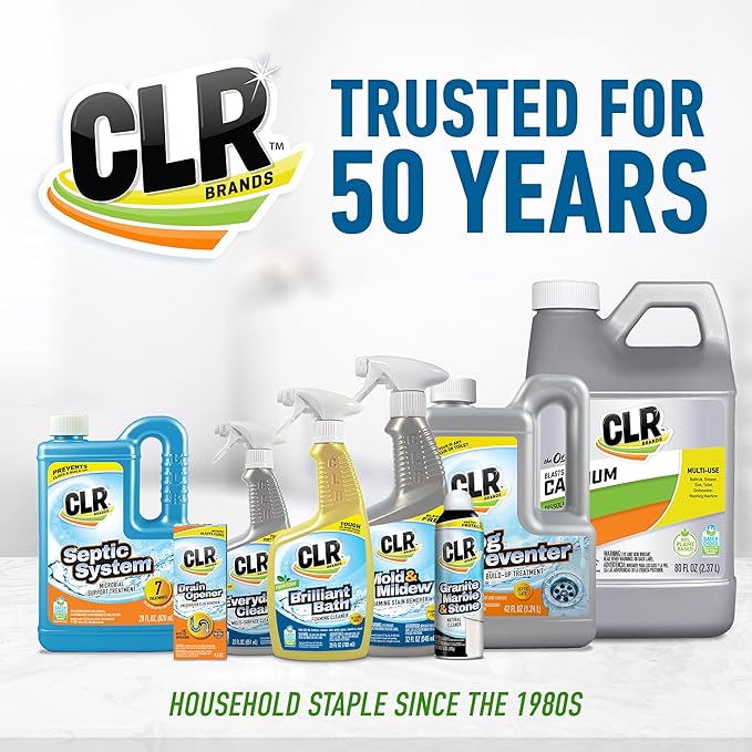 CLR Brands® Calcium, Lime & Rust Remover, Blasts Calcium, Dissolves Lime Deposits, Zaps Stubborn Rust Stains and Hard Water Deposits, 22 Ounce Spray Bottle (Pack of 1)