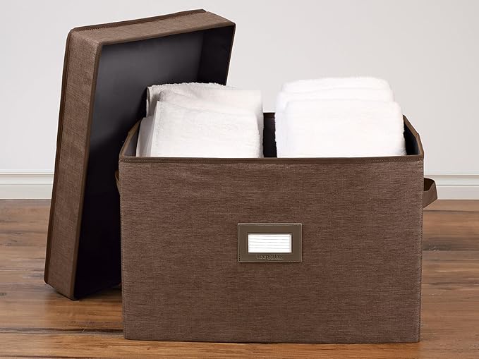 Covermates Keepsakes - Storage Box - Heavy Duty Polyester - Reinforced Handles - ID Window - Indoor Storage - Closet Storage, Brown Heather