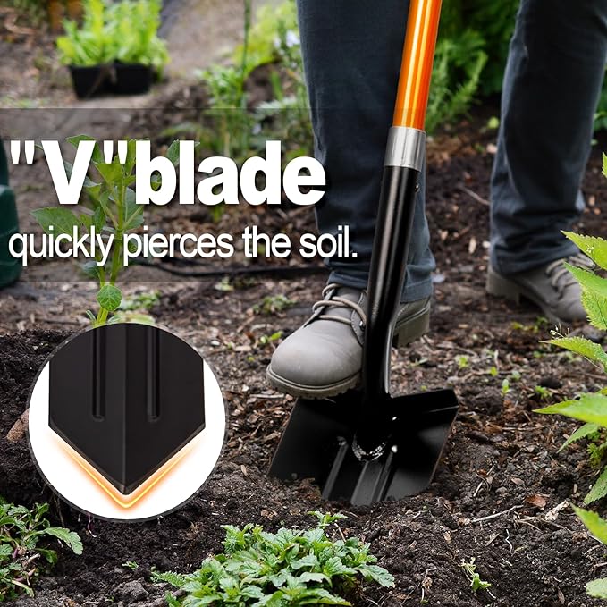 VNIMTI Trench Shovel Heavy Duty, 6-Inch Trenching Shovel with Fiberglass Handle, 58 Inches